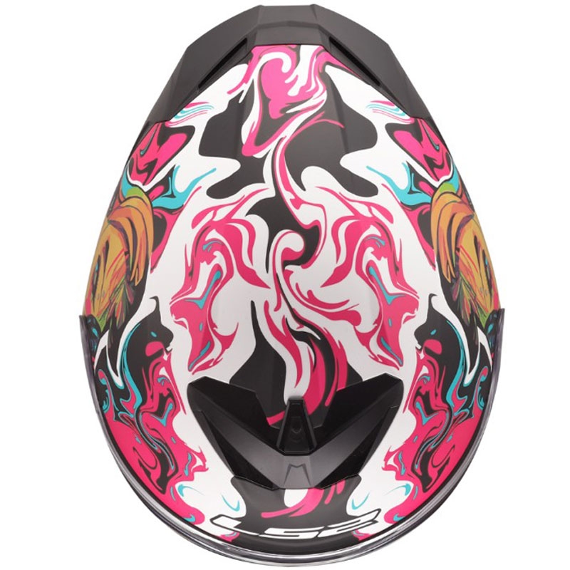Casco integral de motocicleta LS2 FF820 Rapid III Cyberg en morado-azul-verde mate