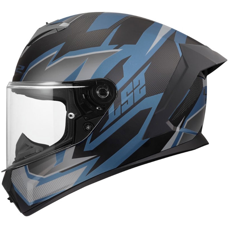 Casco integral de moto LS2 FF820 Rapid III Xtrem en negro mate, azul y petróleo