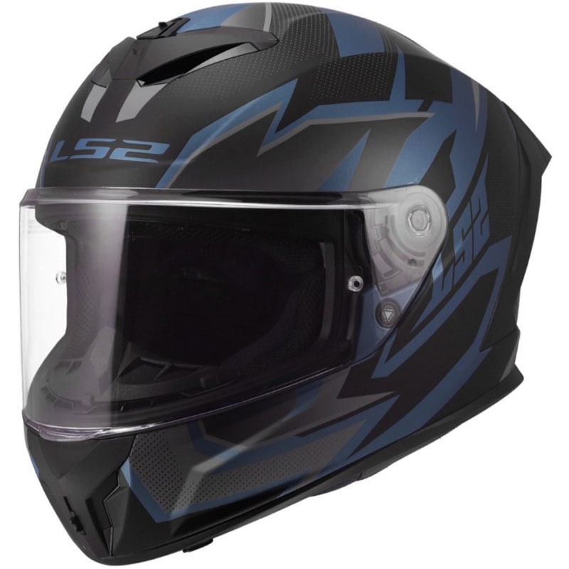 Casco integral de moto LS2 FF820 Rapid III Xtrem en negro mate, azul y petróleo