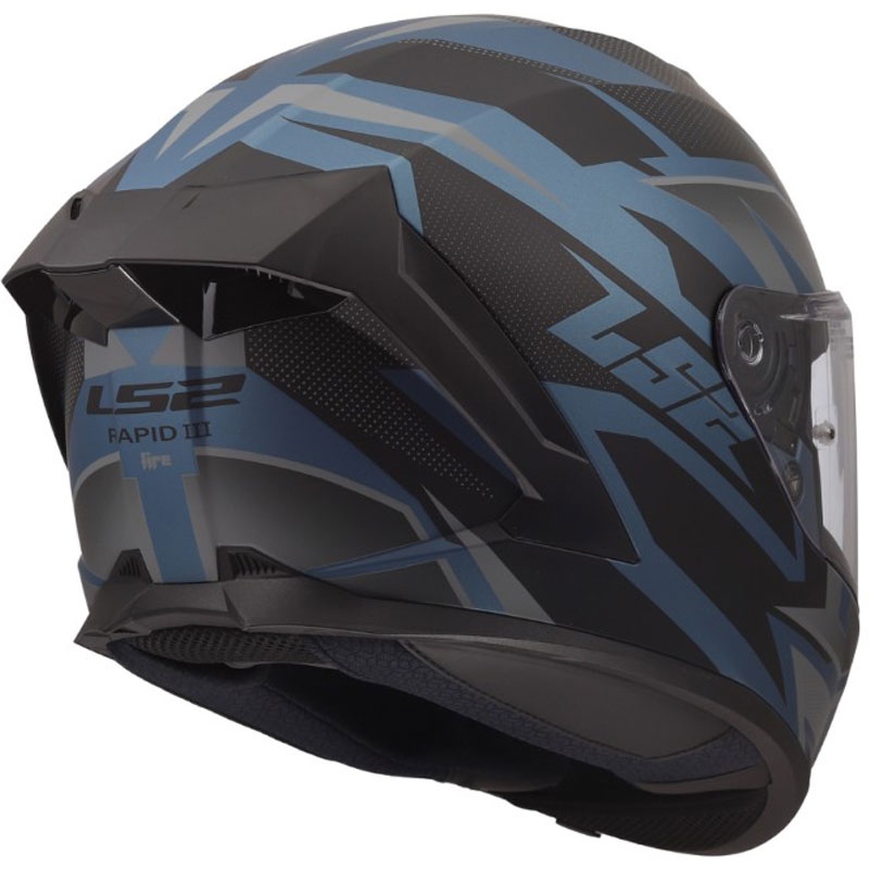 Casco integral de moto LS2 FF820 Rapid III Xtrem en negro mate, azul y petróleo