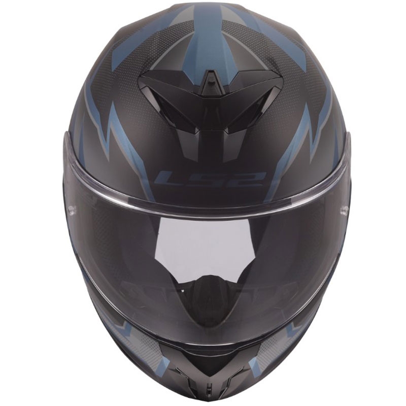 Casco integral de moto LS2 FF820 Rapid III Xtrem en negro mate, azul y petróleo