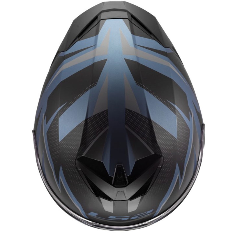 Casco integral de moto LS2 FF820 Rapid III Xtrem en negro mate, azul y petróleo