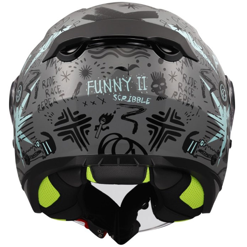 Casco de motocicleta infantil abierto LS2 OF622 Funny II Scribble gris azulado brillante