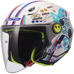 Casco de moto infantil abierto LS2 OF622 Funny II Next Lever blanco brillante