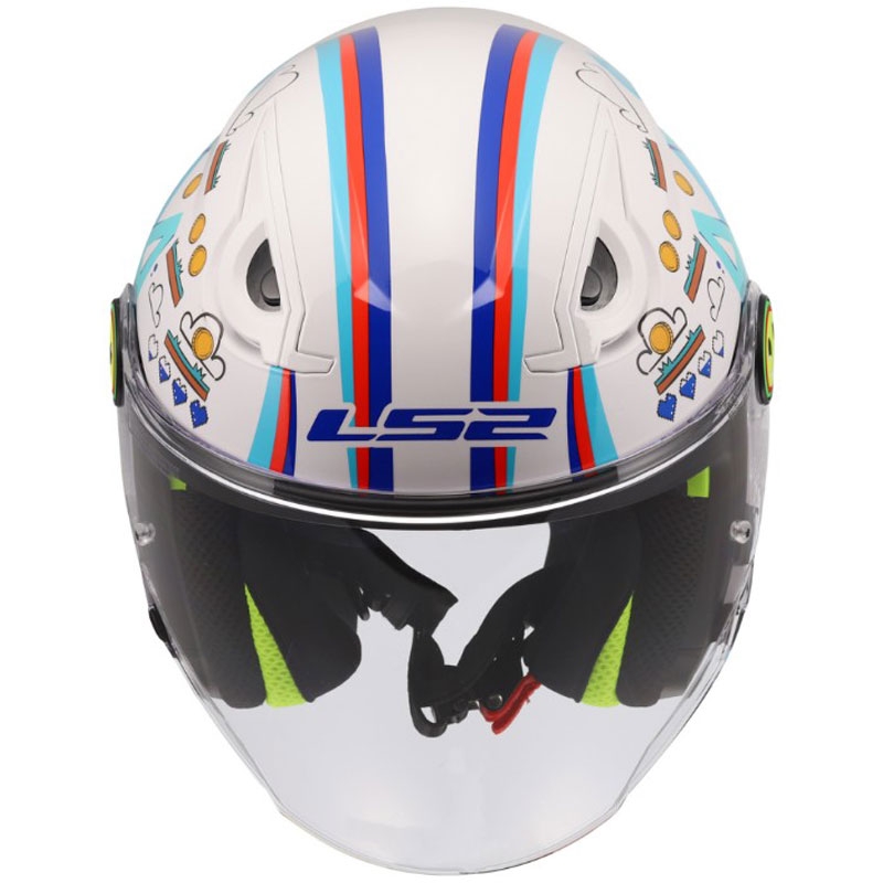 Casco de moto infantil abierto LS2 OF622 Funny II Next Lever blanco brillante
