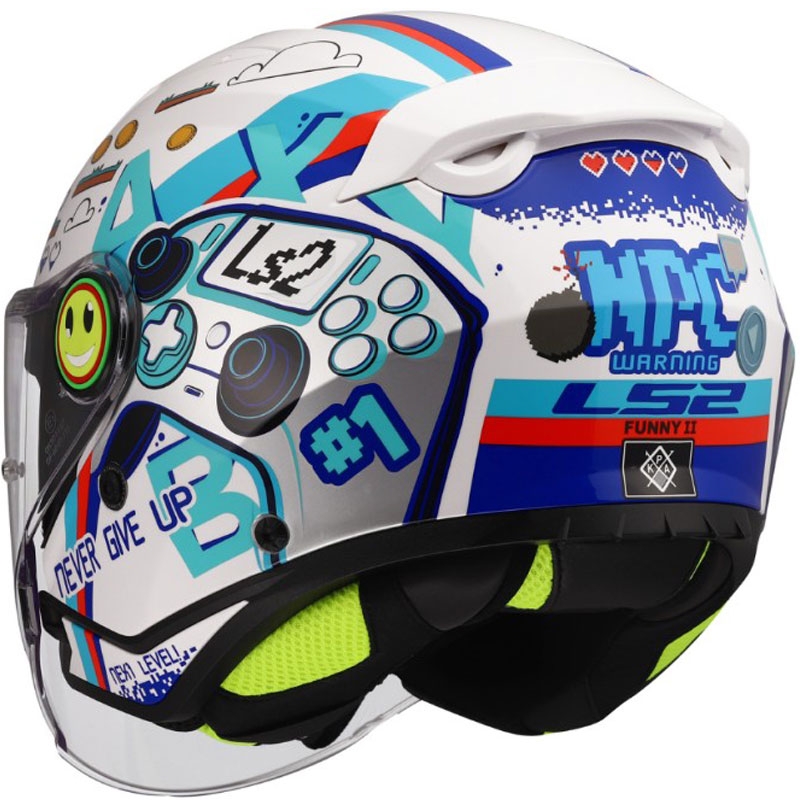 Casco de moto infantil abierto LS2 OF622 Funny II Next Lever blanco brillante