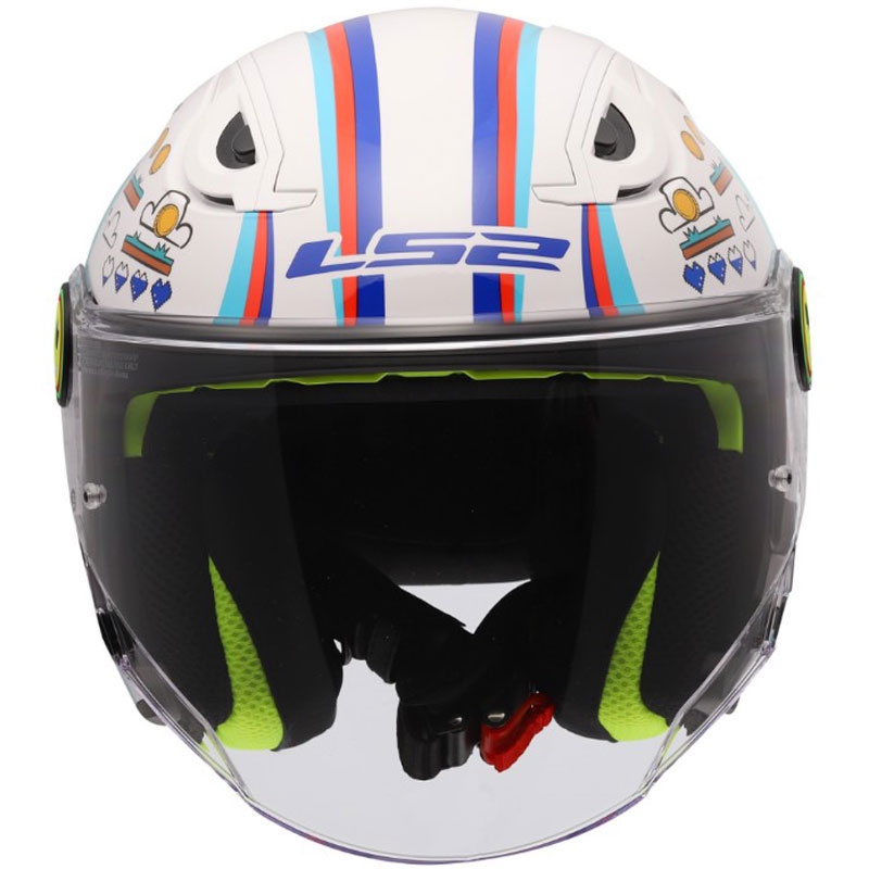 Casco de moto infantil abierto LS2 OF622 Funny II Next Lever blanco brillante