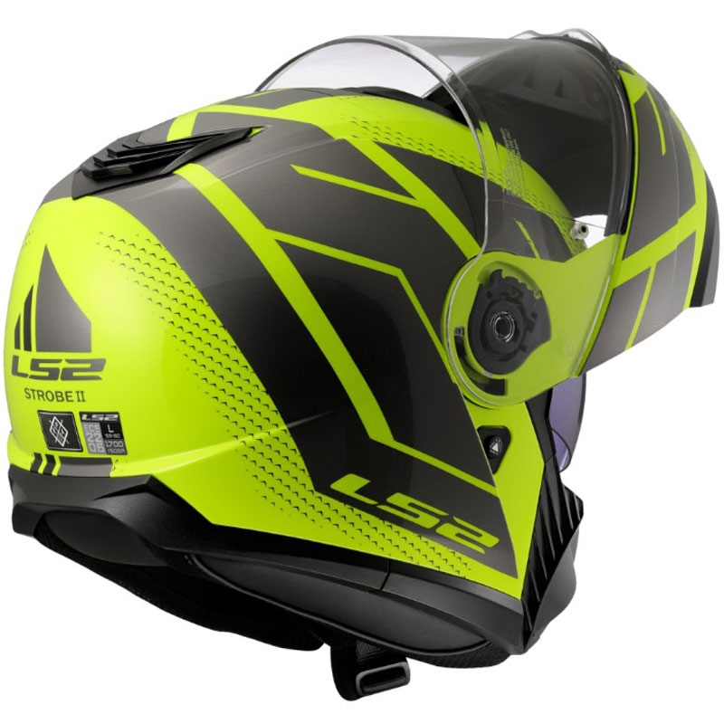Casco abatible LS2 FF908 Strobe II Code amarillo fluorescente brillante-negro