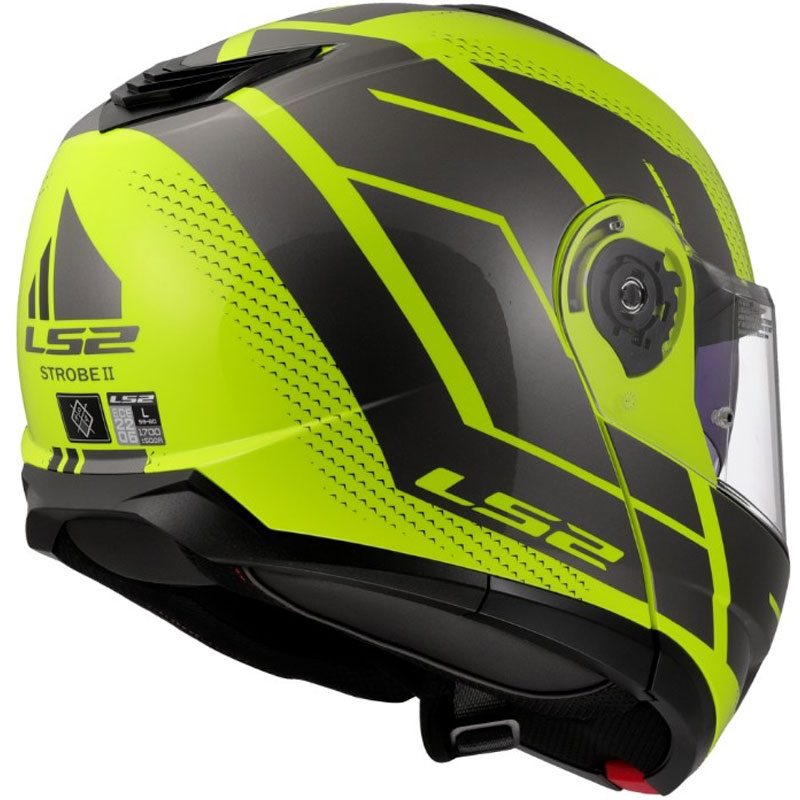 Casco abatible LS2 FF908 Strobe II Code amarillo fluorescente brillante-negro