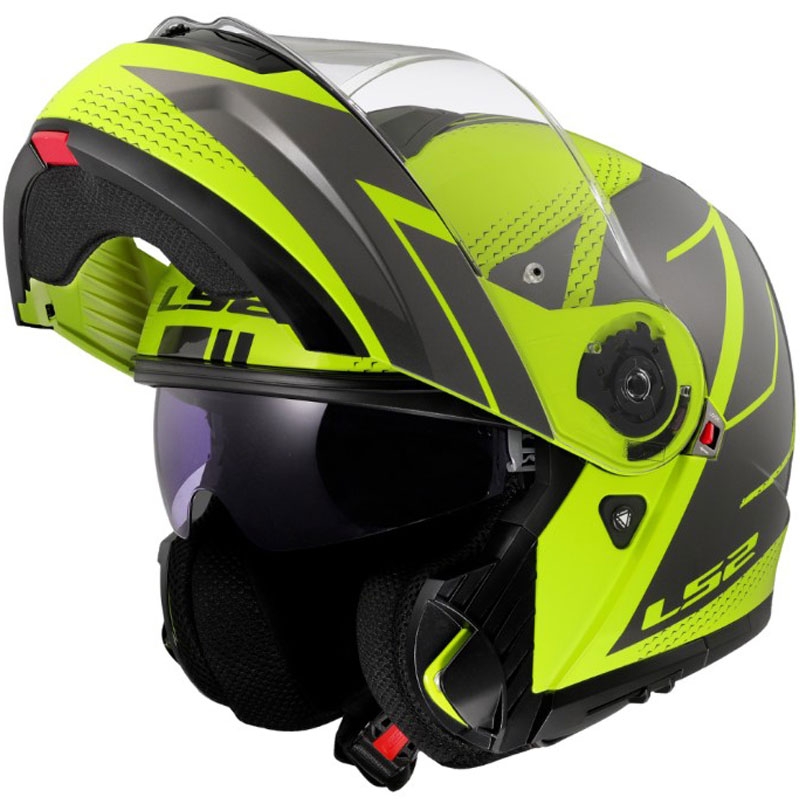 Casco abatible LS2 FF908 Strobe II Code amarillo fluorescente brillante-negro