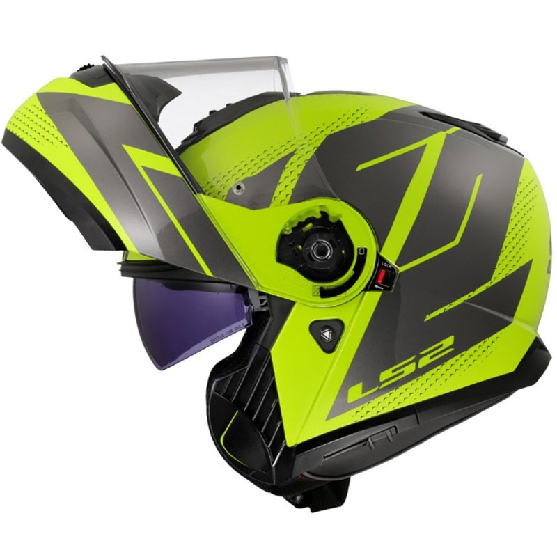 Casco abatible LS2 FF908 Strobe II Code amarillo fluorescente brillante-negro