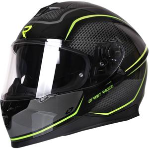 Casco integral de moto Street Racer Magna negro y amarillo
