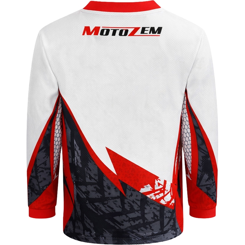 Camiseta de motocross infantil MotoZem Ground MX blanca-negra-roja