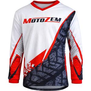 Camiseta de motocross infantil MotoZem Ground MX blanca-negra-roja