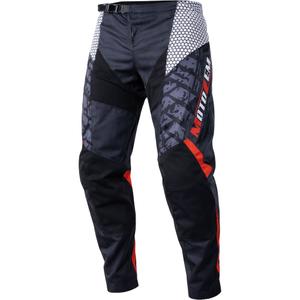 Pantalones de motocross MotoZem Ground MX en negro, blanco y rojo.
