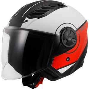 Casco de moto abierto LS2 OF616 Airflow II Cover blanco mate y rojo