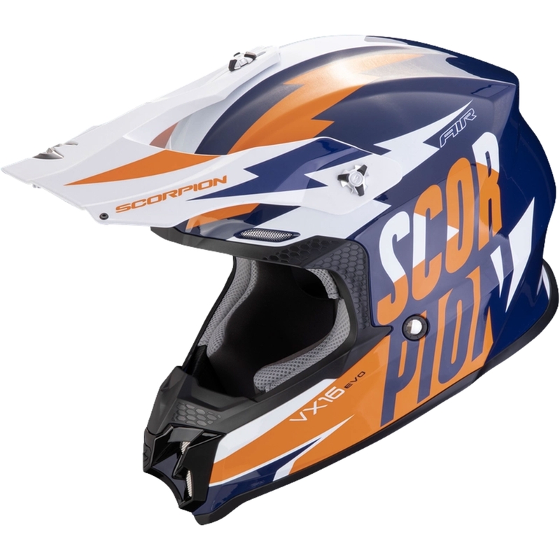 Casco de motocross Scorpion VX-16 EVO AIR Slanter azul-naranja liquidación