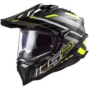 Casco enduro LS2 MX701 Explorer C Edge 06 negro-gris-amarillo fluo