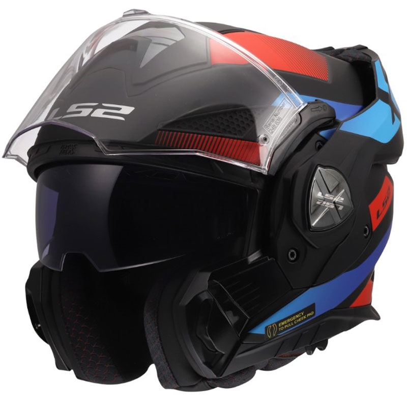 Casco de moto abatible LS2 FF901 Advant X Nova negro mate-rojo-azul