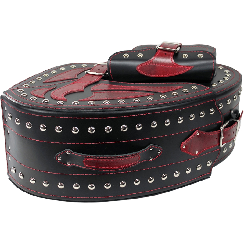 Alforjas de cuero para moto con remaches RSA S261B negro-rojo