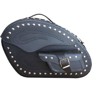 Alforjas de cuero para moto con remaches RSA S266B negro