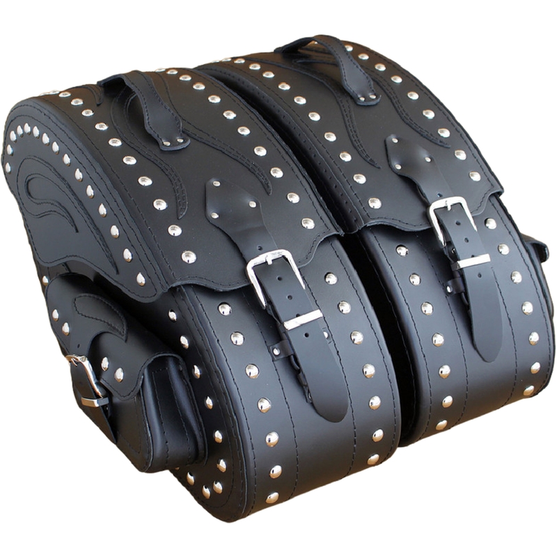 Alforjas de cuero para moto con remaches RSA S266B negro