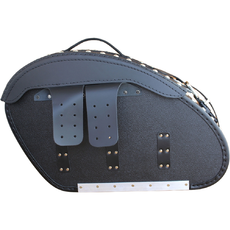 Alforjas de cuero para moto con remaches RSA S266B negro