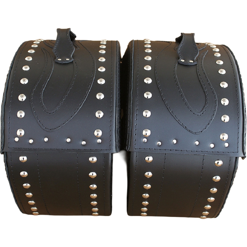 Alforjas de cuero para moto con remaches RSA S266B negro