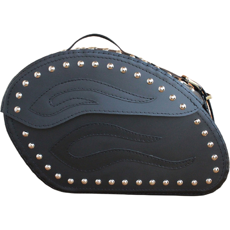 Alforjas de cuero para moto con remaches RSA S263B negro