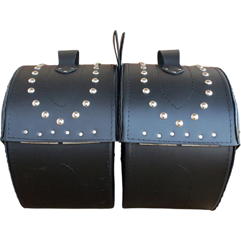 Alforjas de cuero para moto con remaches RSA S263B negro