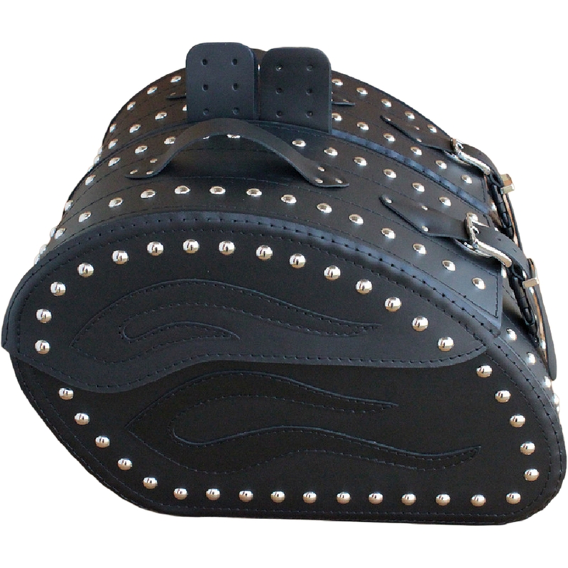 Alforjas de cuero para moto con remaches RSA S263B negro