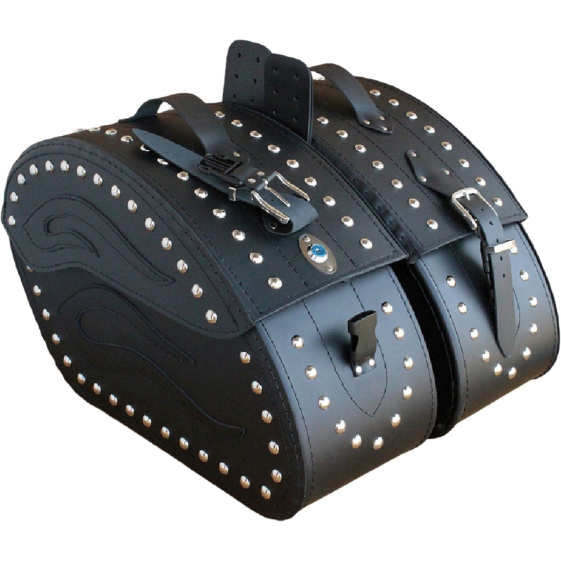 Alforjas de cuero para moto con remaches RSA S263B negro