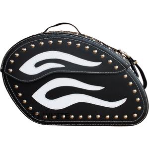 Alforjas de cuero para moto con remaches RSA S263B negro-blanco