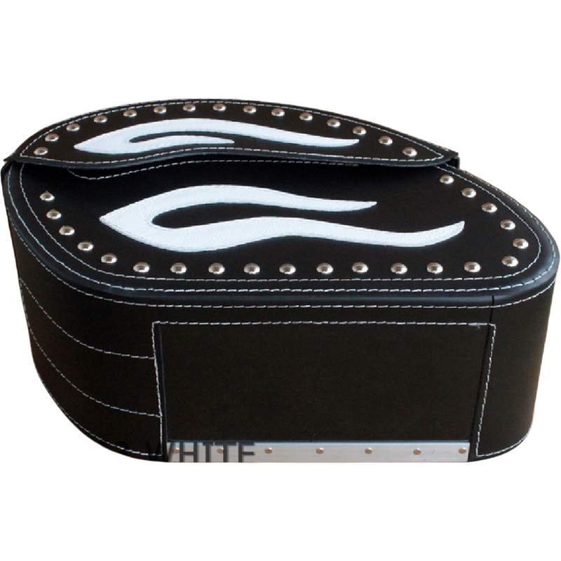 Alforjas de cuero para moto con remaches RSA S263B negro-blanco