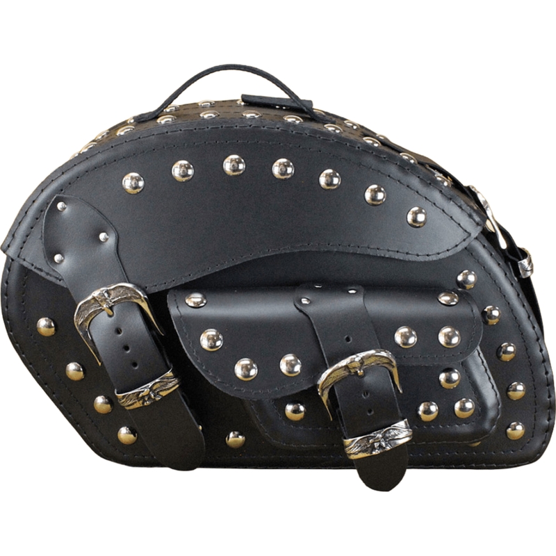 Alforjas de cuero para moto con remaches RSA S162B negro