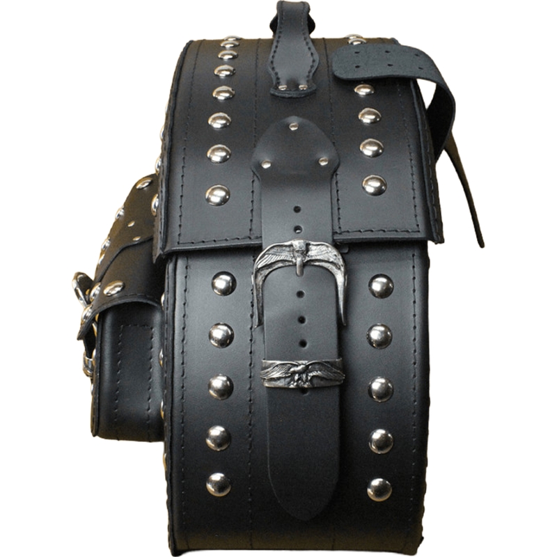 Alforjas de cuero para moto con remaches RSA S162B negro