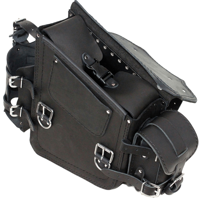 Bolsa de cuero para moto RSA S49 HD Softail negra