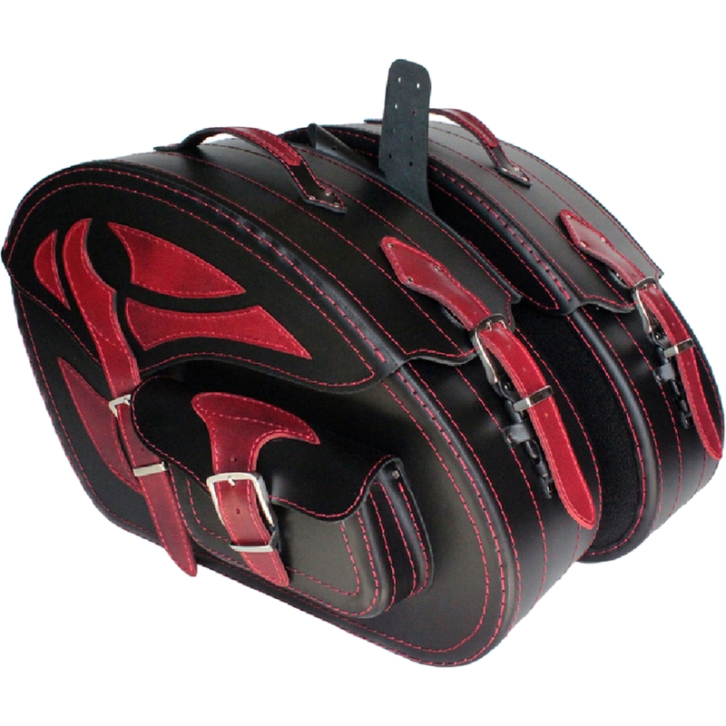 Bolsas de cuero para moto RSA S261A negro-rojo