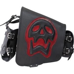 Bolsa de cuero para moto RSA S493 Skull HD Softail negro-rojo