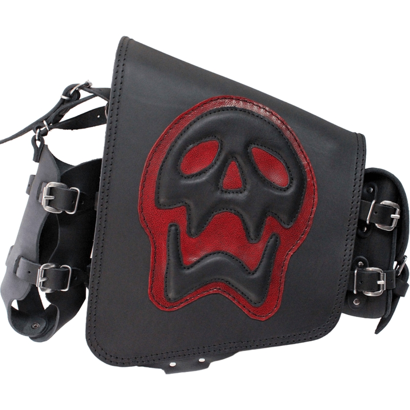 Bolsa de cuero para moto RSA S493 Skull HD Softail negro-rojo