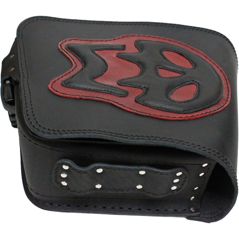 Bolsa de cuero para moto RSA S493 Skull HD Softail negro-rojo