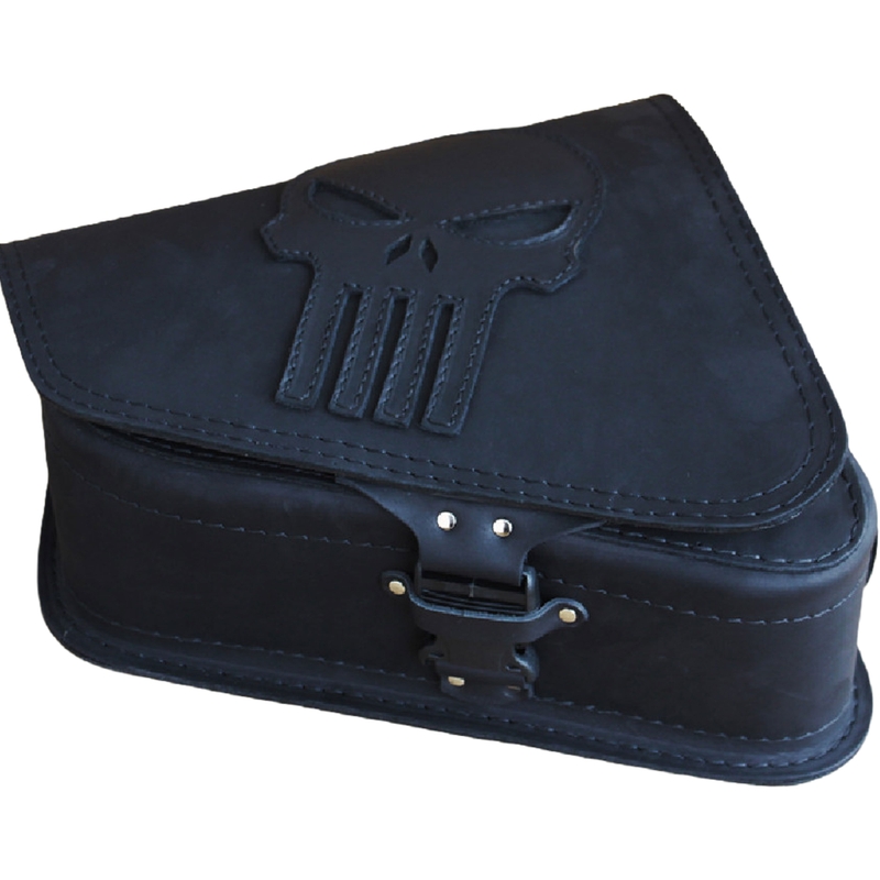 Bolsa de cuero para moto RSA S571 Punisher HD Sportster negra