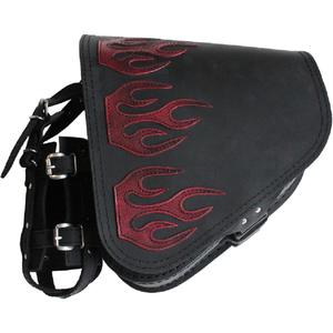 Bolsa de cuero para moto RSA S63 Flame HD Softail negro-rojo
