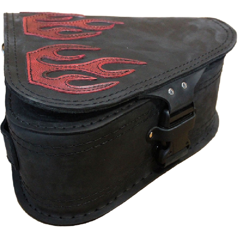Bolsa de cuero para moto RSA S63 Flame HD Softail negro-rojo