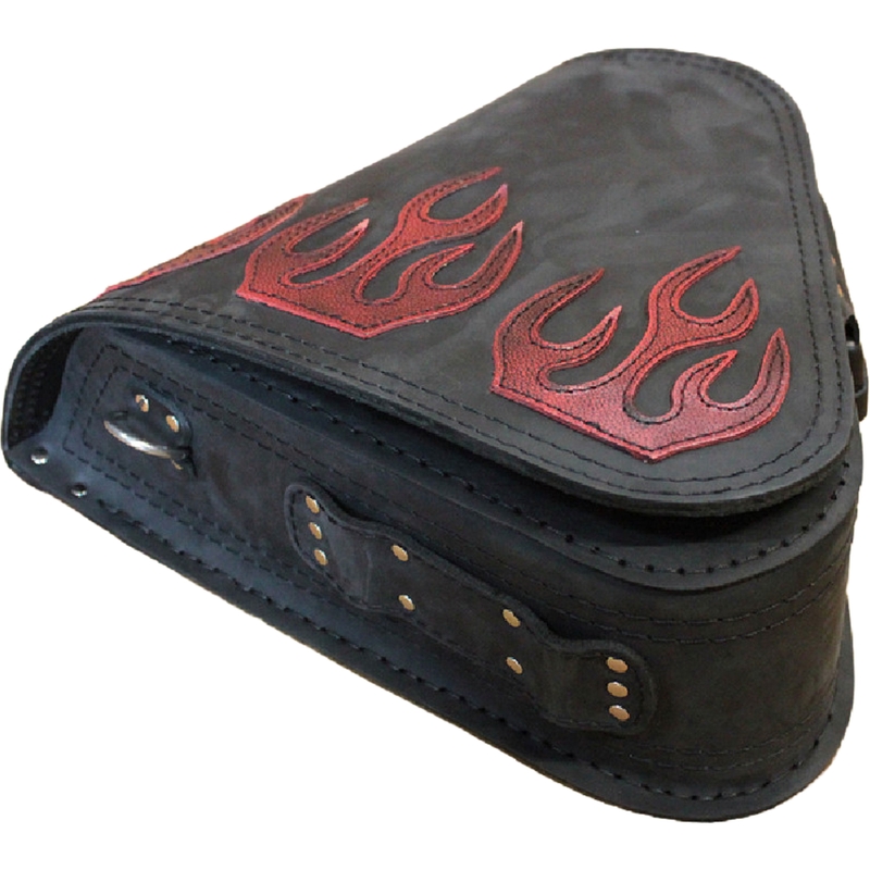 Bolsa de cuero para moto RSA S63 Flame HD Softail negro-rojo