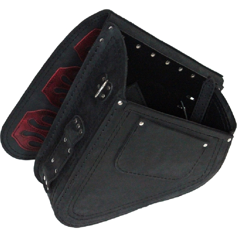 Bolsa de cuero para moto RSA S63 Flame HD Softail negro-rojo