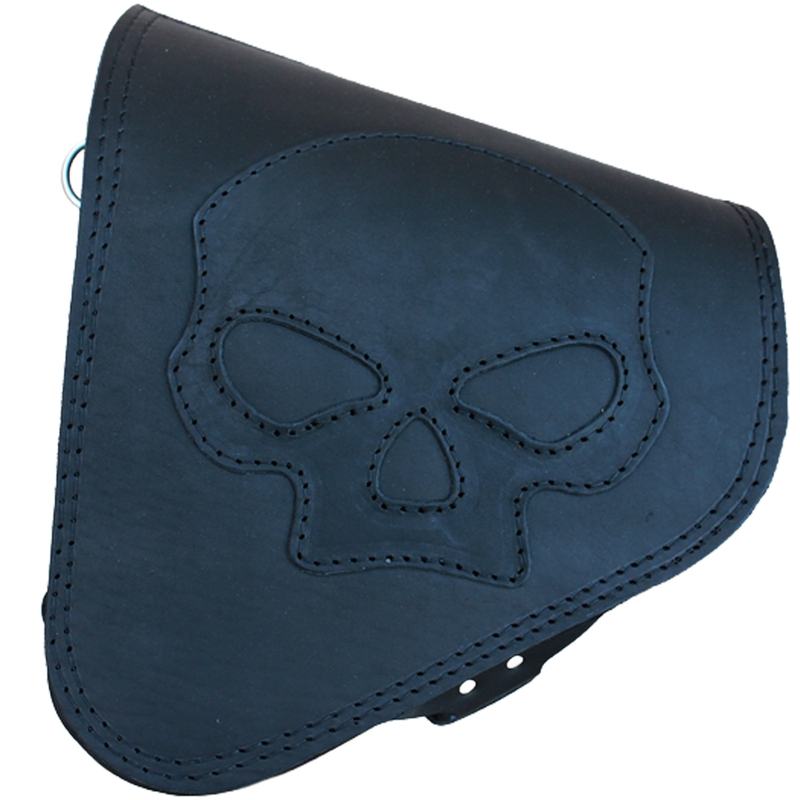 Bolsa de cuero para moto RSA S63 Skull HD Softail negra