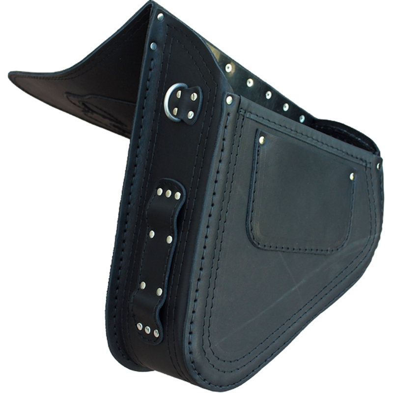 Bolsa de cuero para moto RSA S63 Skull HD Softail negra