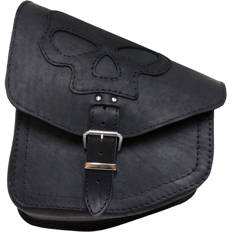 Bolsa de cuero para moto RSA S66 Skull HD Softail negra