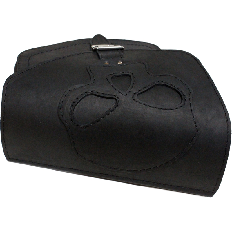 Bolsa de cuero para moto RSA S66 Skull HD Softail negra
